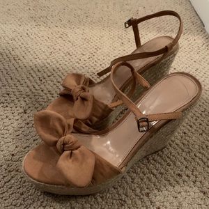 Tan/dark orange wedge heels